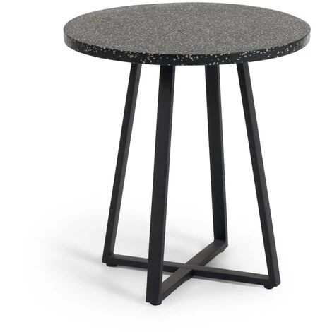 Kave Home - Table Ronde Tella En Terrazzo Noir Et Pieds En Acier Ø 70 Cm - Noir 3 Kave Home - Table Ronde Tella En Terrazzo Noir Et Pieds En Acier Ø 70 Cm - Noir