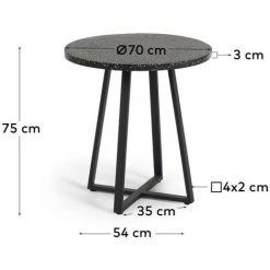Kave Home - Table Ronde Tella En Terrazzo Noir Et Pieds En Acier Ø 70 Cm - Noir 7 Kave Home - Table Ronde Tella En Terrazzo Noir Et Pieds En Acier Ø 70 Cm - Noir -KAVE HOME Soldes 2022 34598585 3