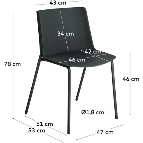 Kave Home - Chaise Hannia Noire - Noir 7 Kave Home - Chaise Hannia Noire - Noir – Image 5