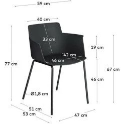 Kave Home - Chaise Avec Accoudoirs Hannia Noire - Noir -KAVE HOME Soldes 2022 34870710 5