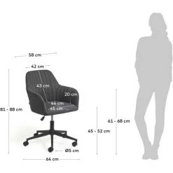 Kave Home - Chaise De Bureau Madina Gris Foncé 11 Kave Home - Chaise De Bureau Madina Gris Foncé -KAVE HOME Soldes 2022 35111817 5