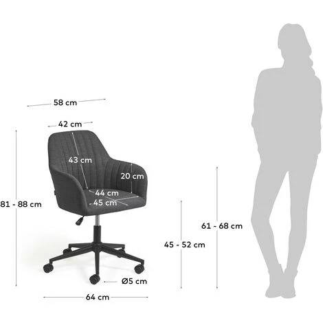 Kave Home - Chaise De Bureau Madina Gris Foncé 7 Kave Home - Chaise De Bureau Madina Gris Foncé – Image 5