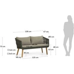 Kave Home - Ensemble De Jardin Inti Dun Canapé 2 Places Et 2 Fauteuils En Corde Verte FSC 100% - Vert 7 Kave Home - Ensemble De Jardin Inti Dun Canapé 2 Places Et 2 Fauteuils En Corde Verte FSC 100% - Vert -KAVE HOME Soldes 2022 36873738 3