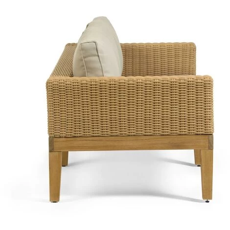 Kave Home - Canapé Giana 3 Places Bois Massif Acacia Et Rotin 193 Cm FSC 100% - Naturel 5 Kave Home - Canapé Giana 3 Places Bois Massif Acacia Et Rotin 193 Cm FSC 100% - Naturel – Image 3