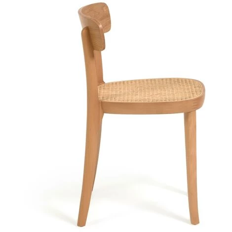 Kave Home - Chaise Romane En Bois De Hêtre Massif Naturel, Placage De Frêne Et Rotin - Naturel 4 Kave Home - Chaise Romane En Bois De Hêtre Massif Naturel, Placage De Frêne Et Rotin - Naturel – Image 2