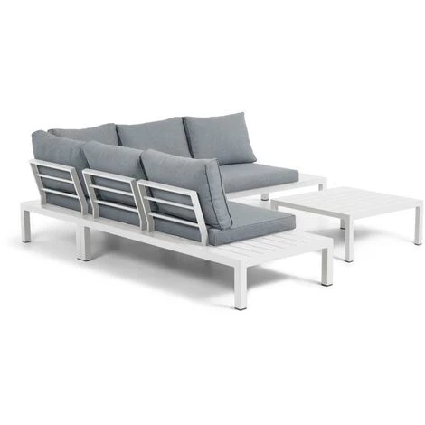 Kave Home - Salon De Jardin Duka Avec Canapé D'angle 5 Places Et Table En Aluminium Blanc - Blanc 5 Kave Home - Salon De Jardin Duka Avec Canapé D'angle 5 Places Et Table En Aluminium Blanc - Blanc – Image 3