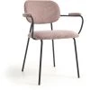 Kave Home - Chaise Auxtina En Velours Côtelé Rose Et Métal Noir - Rose