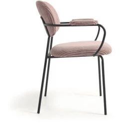 Kave Home - Chaise Auxtina En Velours Côtelé Rose Et Métal Noir - Rose -KAVE HOME Soldes 2022 39332306 3