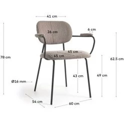 Kave Home - Chaise Auxtina En Velours Côtelé Rose Et Métal Noir - Rose -KAVE HOME Soldes 2022 39332306 5