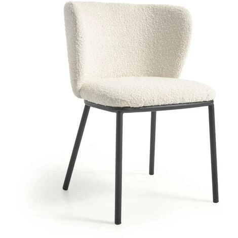 Kave Home - Chaise Ciselia Bouclette Blanc Et Métal Noir - Blanc 3 Kave Home - Chaise Ciselia Bouclette Blanc Et Métal Noir - Blanc