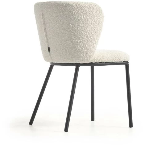 Kave Home - Chaise Ciselia Bouclette Blanc Et Métal Noir - Blanc 5 Kave Home - Chaise Ciselia Bouclette Blanc Et Métal Noir - Blanc – Image 3