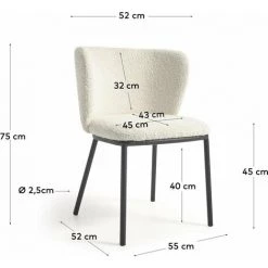 Kave Home - Chaise Ciselia Bouclette Blanc Et Métal Noir - Blanc 11 Kave Home - Chaise Ciselia Bouclette Blanc Et Métal Noir - Blanc -KAVE HOME Soldes 2022 39493440 5