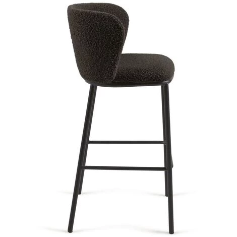 Kave Home - Tabouret Ciselia En Laine Bouclée Noire Et Métal Noir Hauteur 75 Cm - Noir 4 Kave Home - Tabouret Ciselia En Laine Bouclée Noire Et Métal Noir Hauteur 75 Cm - Noir – Image 2