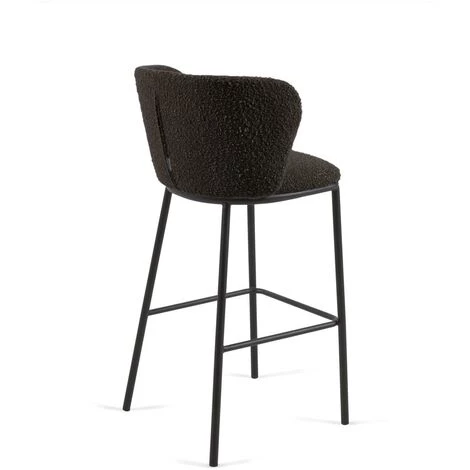 Kave Home - Tabouret Ciselia En Laine Bouclée Noire Et Métal Noir Hauteur 75 Cm - Noir 5 Kave Home - Tabouret Ciselia En Laine Bouclée Noire Et Métal Noir Hauteur 75 Cm - Noir – Image 3