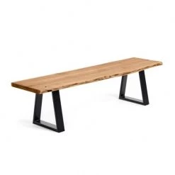 Kave Home - Banc Alaia En Bois D'acacia Massif Naturelle Et Pieds En Acier Noir 140 Cm - Naturel
