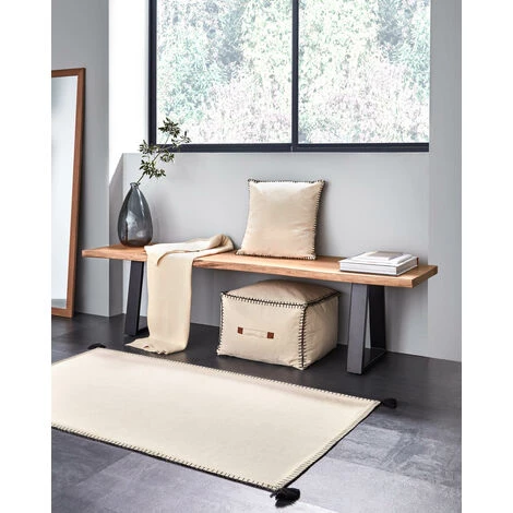 Kave Home - Banc Alaia En Bois D'acacia Massif Naturelle Et Pieds En Acier Noir 140 Cm - Naturel 6 Kave Home - Banc Alaia En Bois D'acacia Massif Naturelle Et Pieds En Acier Noir 140 Cm - Naturel – Image 4