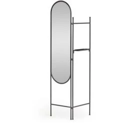 Kave Home - Paravent Avec Miroir Vaniria Métal Noir 82 X 183 Cm - Noir