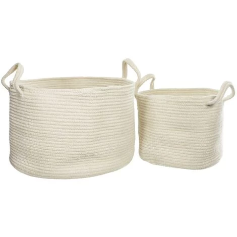 Kave Home - Lot Acsa De 2 Paniers En Coton Blanc - Blanc 3 Kave Home - Lot Acsa De 2 Paniers En Coton Blanc - Blanc