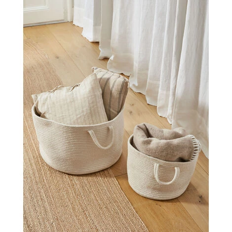 Kave Home - Lot Acsa De 2 Paniers En Coton Blanc - Blanc 4 Kave Home - Lot Acsa De 2 Paniers En Coton Blanc - Blanc – Image 2