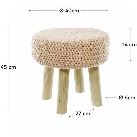 Kave Home - Repose-pieds Beneda 100% Laine Rose Ø 40cm 5 Kave Home - Repose-pieds Beneda 100% Laine Rose Ø 40cm – Image 3