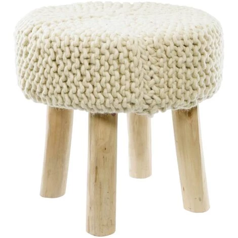 Kave Home - Repose-pieds Beneda 100% Laine Blanc Ø 40 Cm - Blanc 3 Kave Home - Repose-pieds Beneda 100% Laine Blanc Ø 40 Cm - Blanc