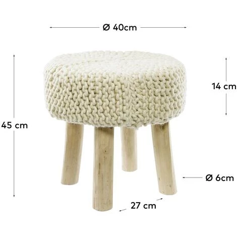 Kave Home - Repose-pieds Beneda 100% Laine Blanc Ø 40 Cm - Blanc 5 Kave Home - Repose-pieds Beneda 100% Laine Blanc Ø 40 Cm - Blanc – Image 3