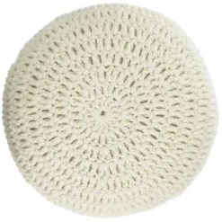 Kave Home - Coussin Rond Magnolia 100% Laine Blanche Ø 45 Cm - Blanc