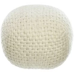 Kave Home - Pouf Rond Betty 100% Laine Blanche Ø 50cm - Blanc
