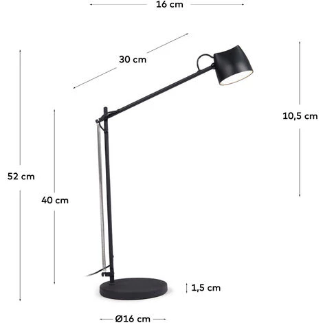 Kave Home - Lampe De Table Eldina En Métal Finition Noire - Noir 6 Kave Home - Lampe De Table Eldina En Métal Finition Noire - Noir – Image 4