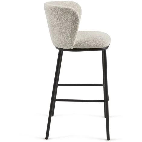 Kave Home - Tabouret Ciselia Bouclette Blanc Et Métal Noir Hauteur 75 Cm - Blanc 4 Kave Home - Tabouret Ciselia Bouclette Blanc Et Métal Noir Hauteur 75 Cm - Blanc – Image 2