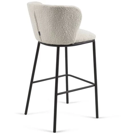 Kave Home - Tabouret Ciselia Bouclette Blanc Et Métal Noir Hauteur 75 Cm - Blanc 5 Kave Home - Tabouret Ciselia Bouclette Blanc Et Métal Noir Hauteur 75 Cm - Blanc – Image 3