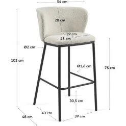 Kave Home - Tabouret Ciselia Bouclette Blanc Et Métal Noir Hauteur 75 Cm - Blanc 11 Kave Home - Tabouret Ciselia Bouclette Blanc Et Métal Noir Hauteur 75 Cm - Blanc -KAVE HOME Soldes 2022 40470773 5