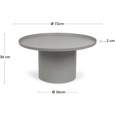 Kave Home - Table D'appoint Ronde Fleksa En Métal Gris Ø 72cm - Gris 5 Kave Home - Table D'appoint Ronde Fleksa En Métal Gris Ø 72cm - Gris – Image 3