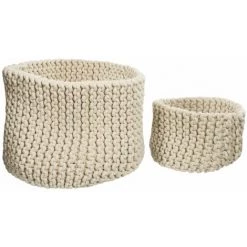 Kave Home - Lot Lucinna De 2 Paniers 100% Coton Blanc - Beige