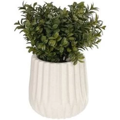 Kave Home - Plante Artificielle Milan Leaves Avec Pot En Céramique Blanc 23,5 Cm - Blanc