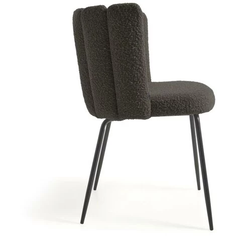 Kave Home - Chaise Aniela Bouclette Noir Et Métal Peint Noir - Noir 4 Kave Home - Chaise Aniela Bouclette Noir Et Métal Peint Noir - Noir – Image 2