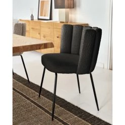 Kave Home - Chaise Aniela Bouclette Noir Et Métal Peint Noir - Noir 10 Kave Home - Chaise Aniela Bouclette Noir Et Métal Peint Noir - Noir -KAVE HOME Soldes 2022 42166755 4