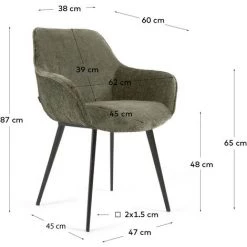 Kave Home - Chaise Amira En Chenille Vert Foncé Et Pieds En Métal Peint Noir - Vert 11 Kave Home - Chaise Amira En Chenille Vert Foncé Et Pieds En Métal Peint Noir - Vert -KAVE HOME Soldes 2022 42499552 5