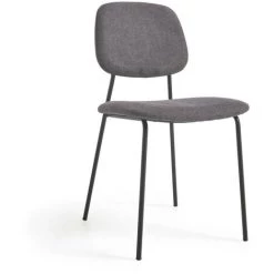 Kave Home - Chaise Benilda Gris Foncé, Contreplaqué De Chêne Et Acier Finition Noir - Gris