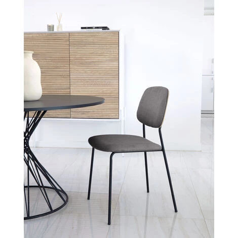 Kave Home - Chaise Benilda Gris Foncé, Contreplaqué De Chêne Et Acier Finition Noir - Gris 6 Kave Home - Chaise Benilda Gris Foncé, Contreplaqué De Chêne Et Acier Finition Noir - Gris – Image 4