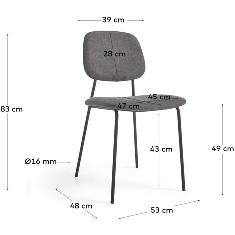 Kave Home - Chaise Benilda Gris Foncé, Contreplaqué De Chêne Et Acier Finition Noir - Gris 7 Kave Home - Chaise Benilda Gris Foncé, Contreplaqué De Chêne Et Acier Finition Noir - Gris – Image 5