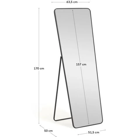 Kave Home - Miroir Sur Pied Nyah Métal Noir 63,5 X 165 Cm - Noir 5 Kave Home - Miroir Sur Pied Nyah Métal Noir 63,5 X 165 Cm - Noir – Image 3