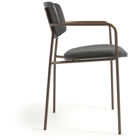 Kave Home - Chaise Maureen En Placage De Frêne Finition Foncée Et Métal Finition Laiton - Marron 4 Kave Home - Chaise Maureen En Placage De Frêne Finition Foncée Et Métal Finition Laiton - Marron – Image 2