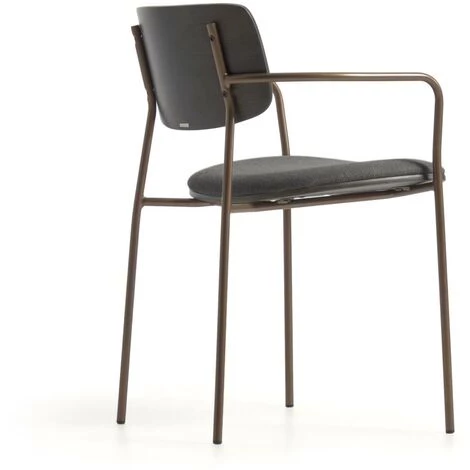 Kave Home - Chaise Maureen En Placage De Frêne Finition Foncée Et Métal Finition Laiton - Marron 5 Kave Home - Chaise Maureen En Placage De Frêne Finition Foncée Et Métal Finition Laiton - Marron – Image 3