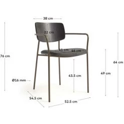 Kave Home - Chaise Maureen En Placage De Frêne Finition Foncée Et Métal Finition Laiton - Marron 11 Kave Home - Chaise Maureen En Placage De Frêne Finition Foncée Et Métal Finition Laiton - Marron -KAVE HOME Soldes 2022 44142680 5