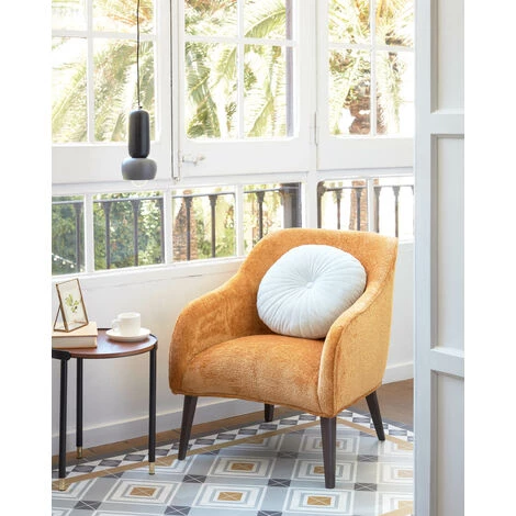 Kave Home - Coussin Rond Brunetta En Velours Turquoise Clair Ø 35 Cm - Turquoise 4 Kave Home - Coussin Rond Brunetta En Velours Turquoise Clair Ø 35 Cm - Turquoise – Image 2