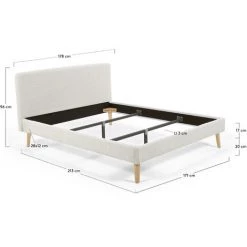 Kave Home - Lit Dyla Bouclette Blanc Et Pieds En Bois Massif De Hêtre 160 X 200 Cm - Blanc -KAVE HOME Soldes 2022 45373599 4