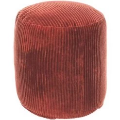 Kave Home - Pouf Rond Cadenet En Velours Côtelé Grosses Côtes Terracotta Ø 40 Cm - Rouge