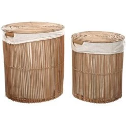 Kave Home - Lot Diadorin De 2 Paniers à Linge 100% Rotin Finition Naturelle 48 Cm / 58 Cm - Naturel