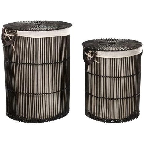 Kave Home - Lot Fayna De 2 Paniers à Linge 100% Rotin Finition Noire 40 Cm / 46 Cm - Noir 2 Kave Home - Lot Fayna De 2 Paniers à Linge 100% Rotin Finition Noire 40 Cm / 46 Cm - Noir